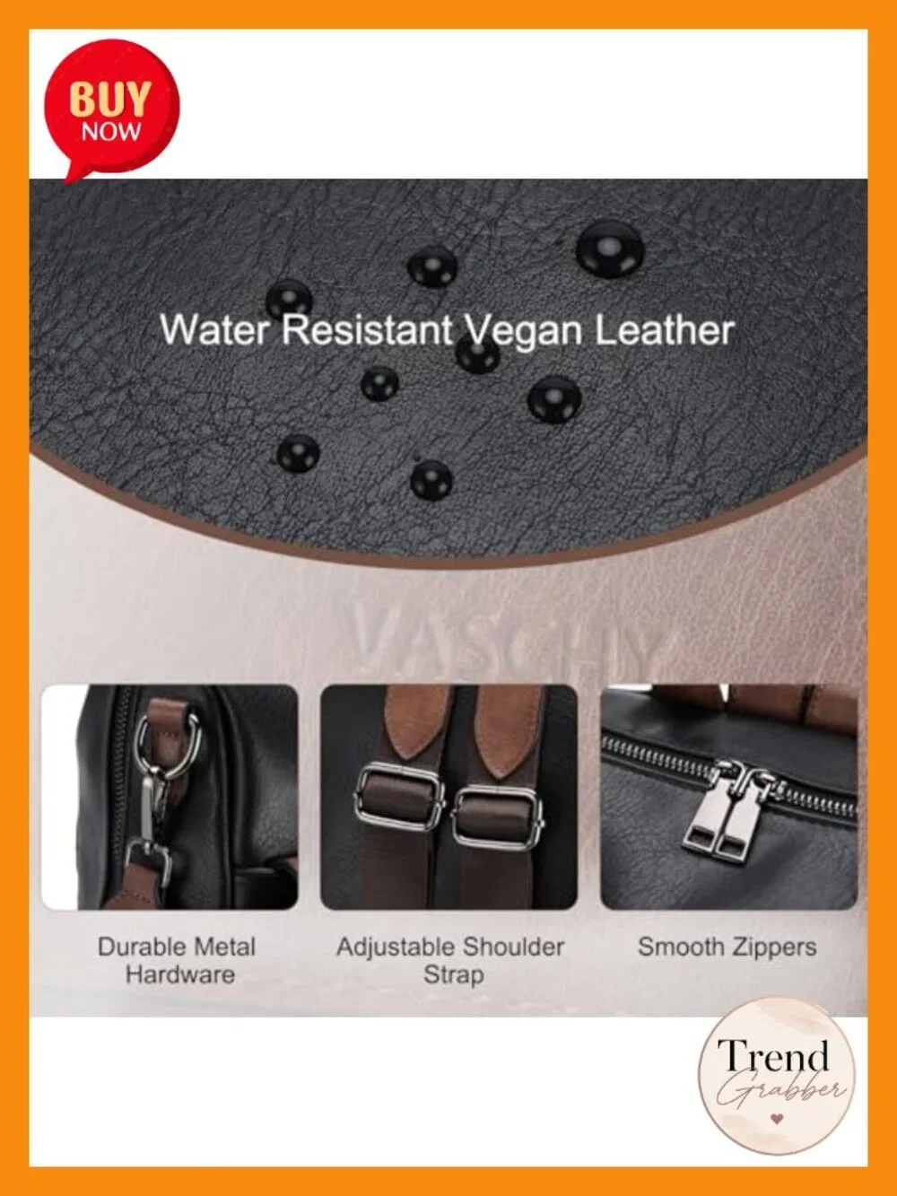 Convertible Laptop Backpack Purse with Guitar Strap - Vegan Leather